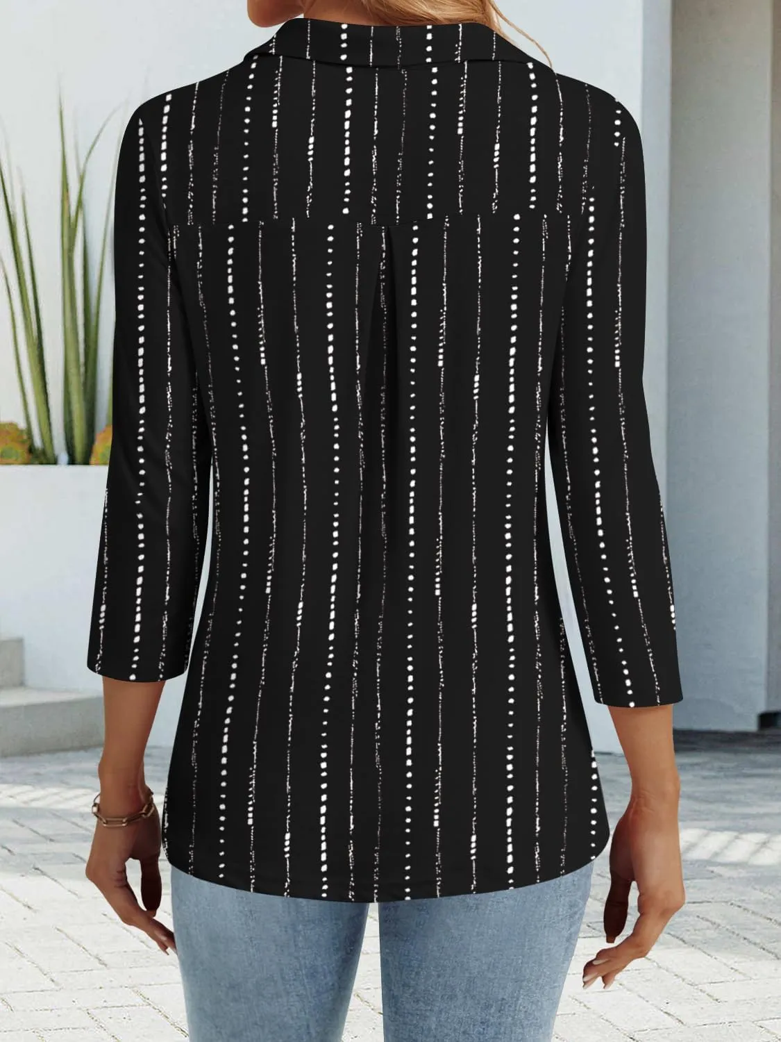 3/4 Length Sleeve Womens Tops Dressy Casual V Neck Polo Shirts Business Work Blouses 2025 Trendy Tunic Top