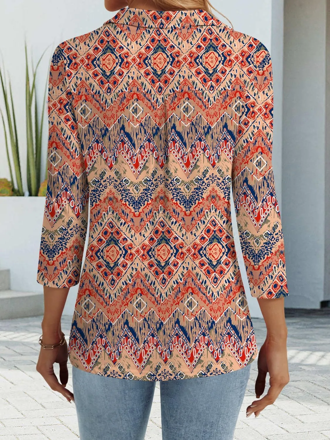 3/4 Length Sleeve Womens Tops Dressy Casual V Neck Polo Shirts Business Work Blouses 2025 Trendy Tunic Top