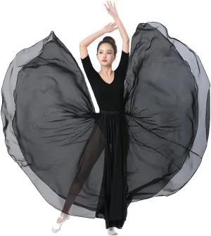 720 Silky Sheer Chiffon Elastic Waist Long Dance Skirt for Belly Ballet Photography Performance Maxi Skirt