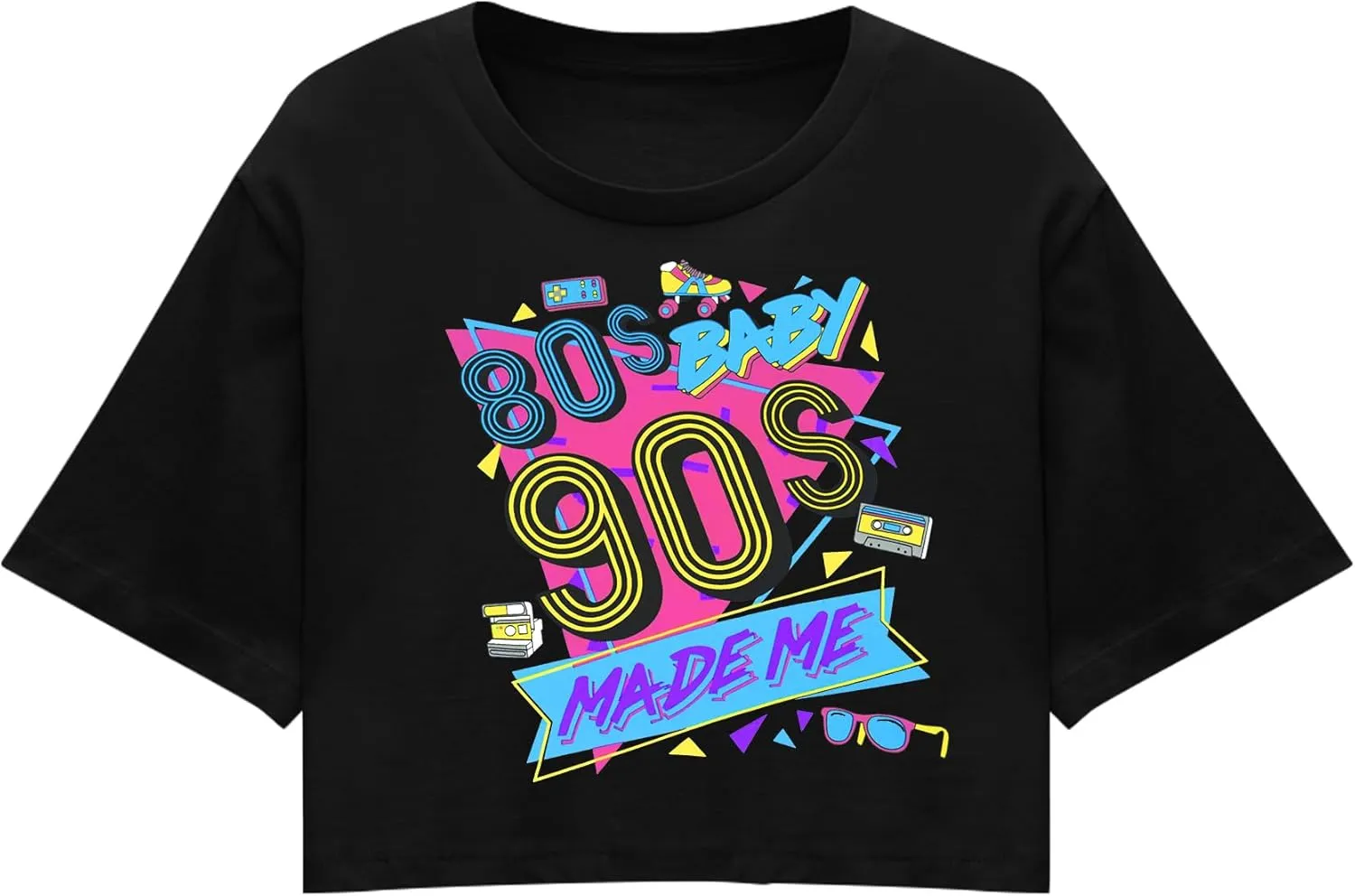 80s Baby 90s Made Me Shirt Womens Vintage 90s Crop Tops 80s Graphic T-Shirt Party Gift Casual Tees
