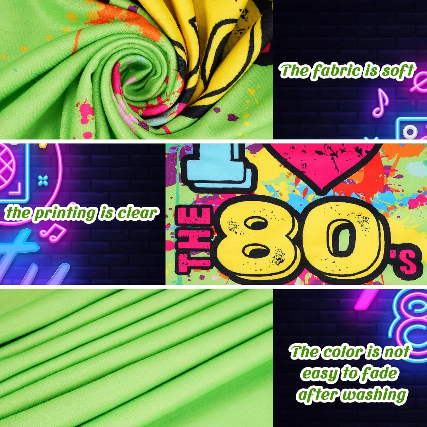 80s Outfit for Women Plus Size I Love The 80's Costumes 80s Off Shoulder T-Shirt Tops Neon Clothes Oversized
