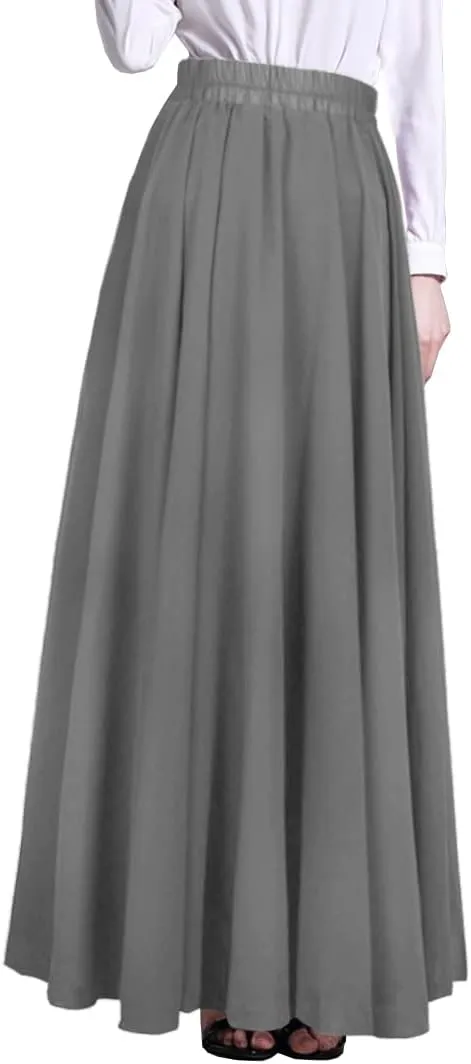 Afibi Womens Chiffon Retro Long Maxi Skirt Beach Ankle Length Skirt