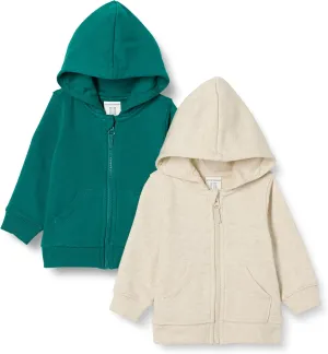 Amazon Essentials Unisex Toddlers and Babies' French Terry Zip-Up Hoodie, Multipacks