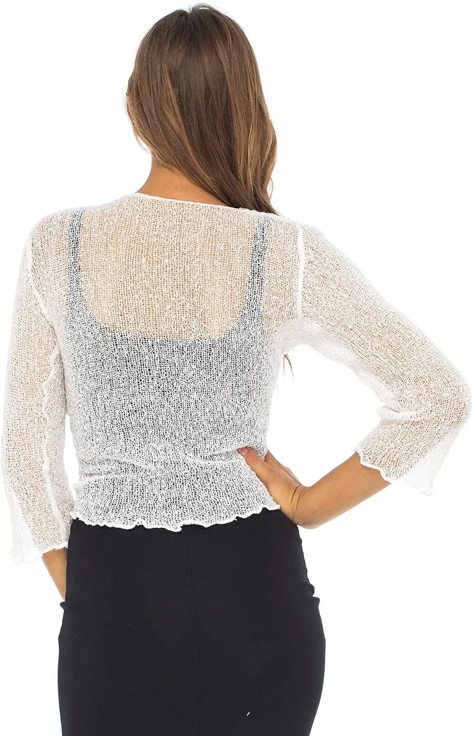 Back From Bali Womens Sheer Shrug Cardigan Lightweight Knit