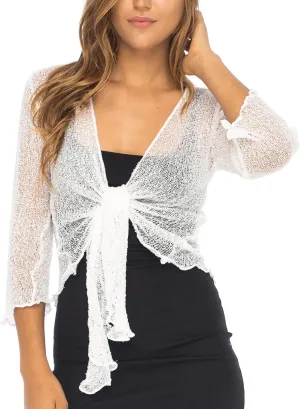 Back From Bali Womens Sheer Shrug Cardigan Lightweight Knit