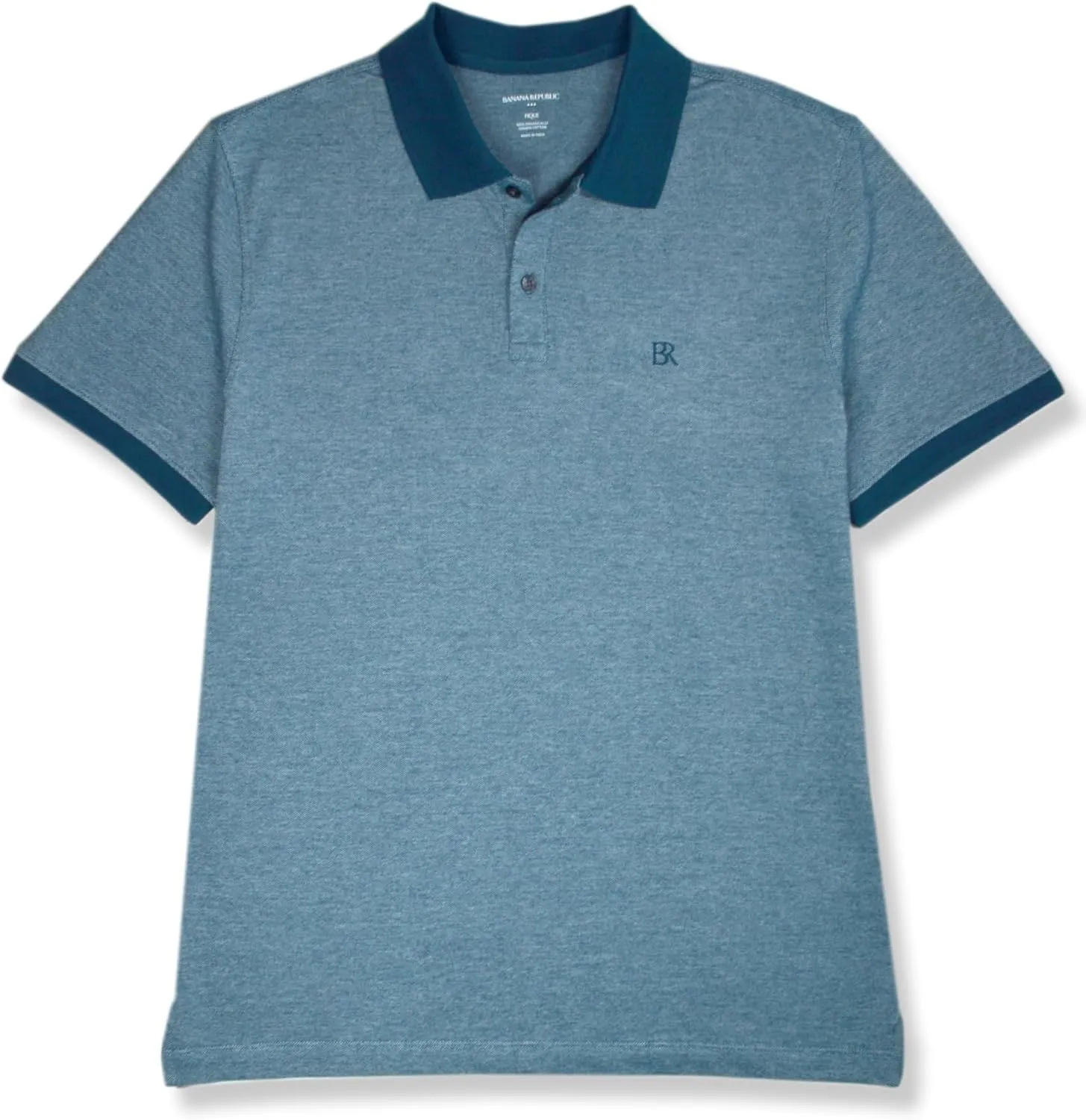 Banana Republic Mens 803392 Regular Fit Pique Mesh Organic Cotton Monogram Polo Shirt