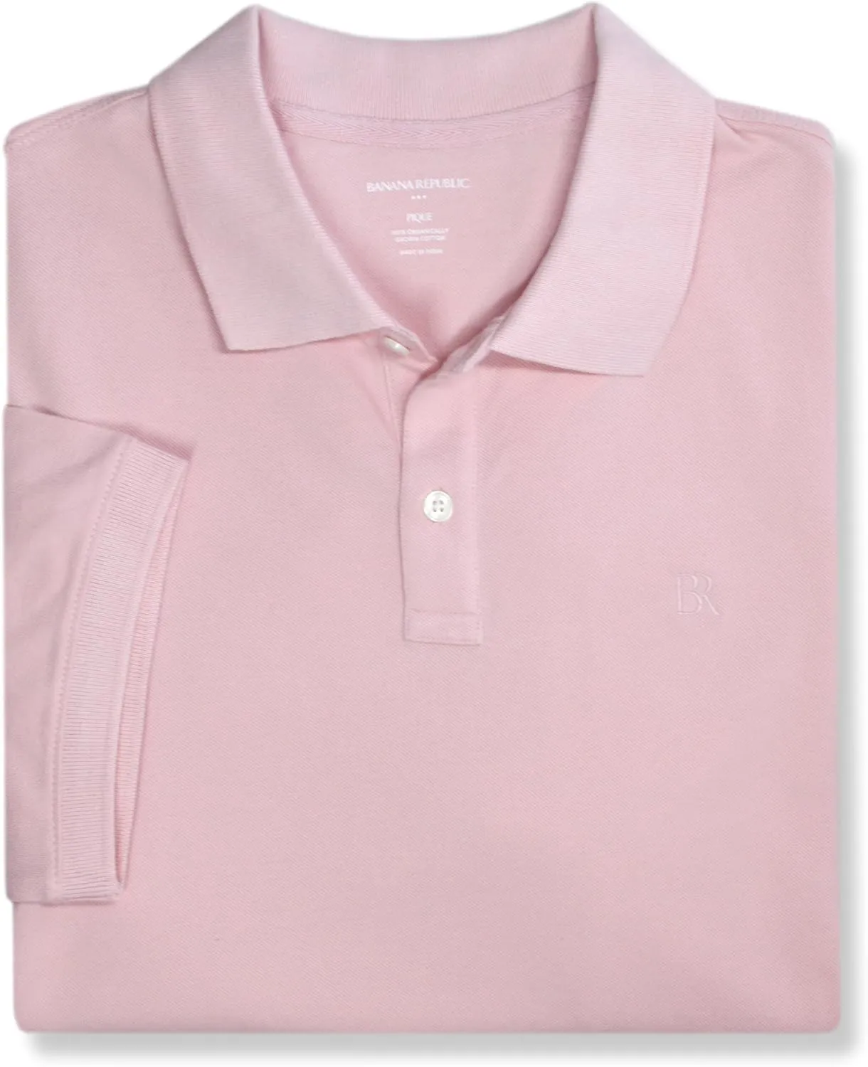 Banana Republic Mens 803392 Regular Fit Pique Mesh Organic Cotton Monogram Polo Shirt