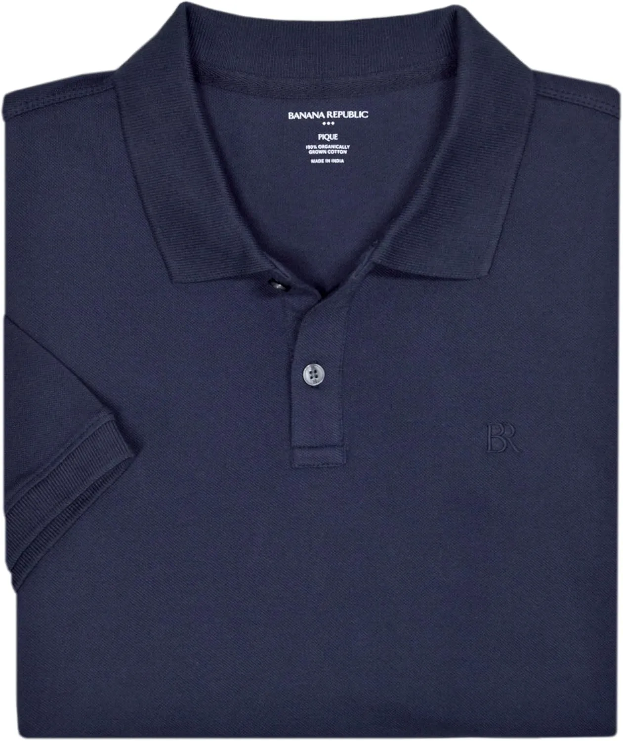 Banana Republic Mens 803392 Regular Fit Pique Mesh Organic Cotton Monogram Polo Shirt