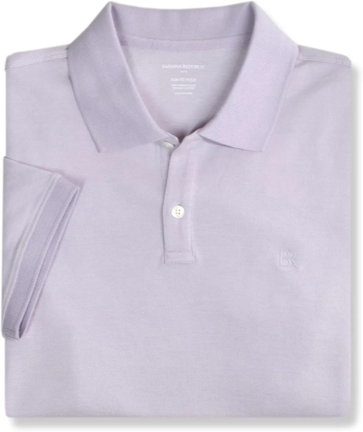 Banana Republic Mens Slim Fit Pique Mesh Organic Cotton Monogram Polo Shirt