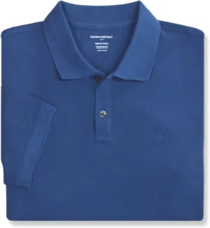 Banana Republic Mens Slim Fit Pique Mesh Organic Cotton Monogram Polo Shirt