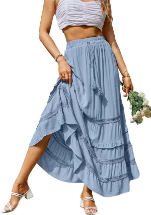 BerryGo Women's Boho Floral Wrap Maxi Skirt High Waisted Long Skirt with Slit