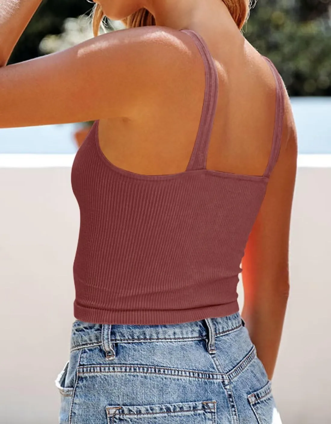 BONITEE Womens Ribbed Tank Top Casual Basic 2025 Trendy Summer Sleeveless V Neck Knitted Y2k Crop Tops