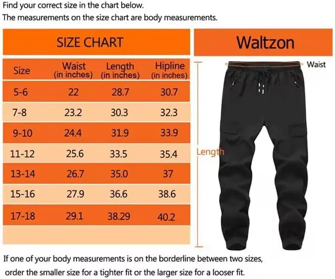 Boy's Cargo Joggers Pants Youth Quick Dry Hiking Lightweight Pants for Sports Outdoor with Zipper Pockets