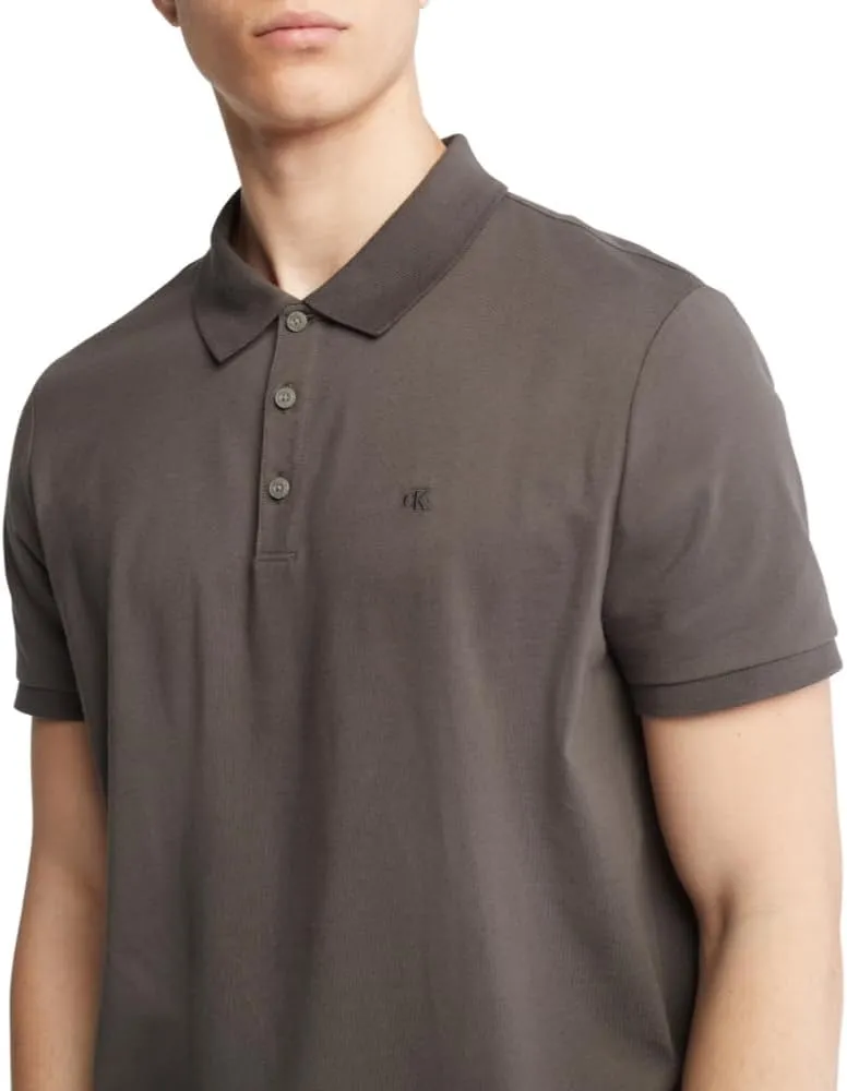 Calvin Klein Men's Smooth Cotton Monogram Logo Polo Shirt