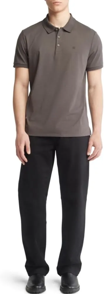 Calvin Klein Men's Smooth Cotton Monogram Logo Polo Shirt