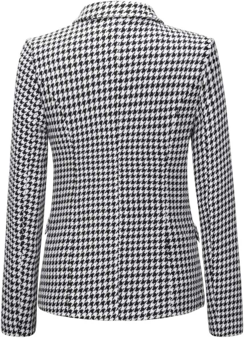 chouyatou Women's Vintage Double Breasted Slim Fit Dress Suit Blazer Jacket