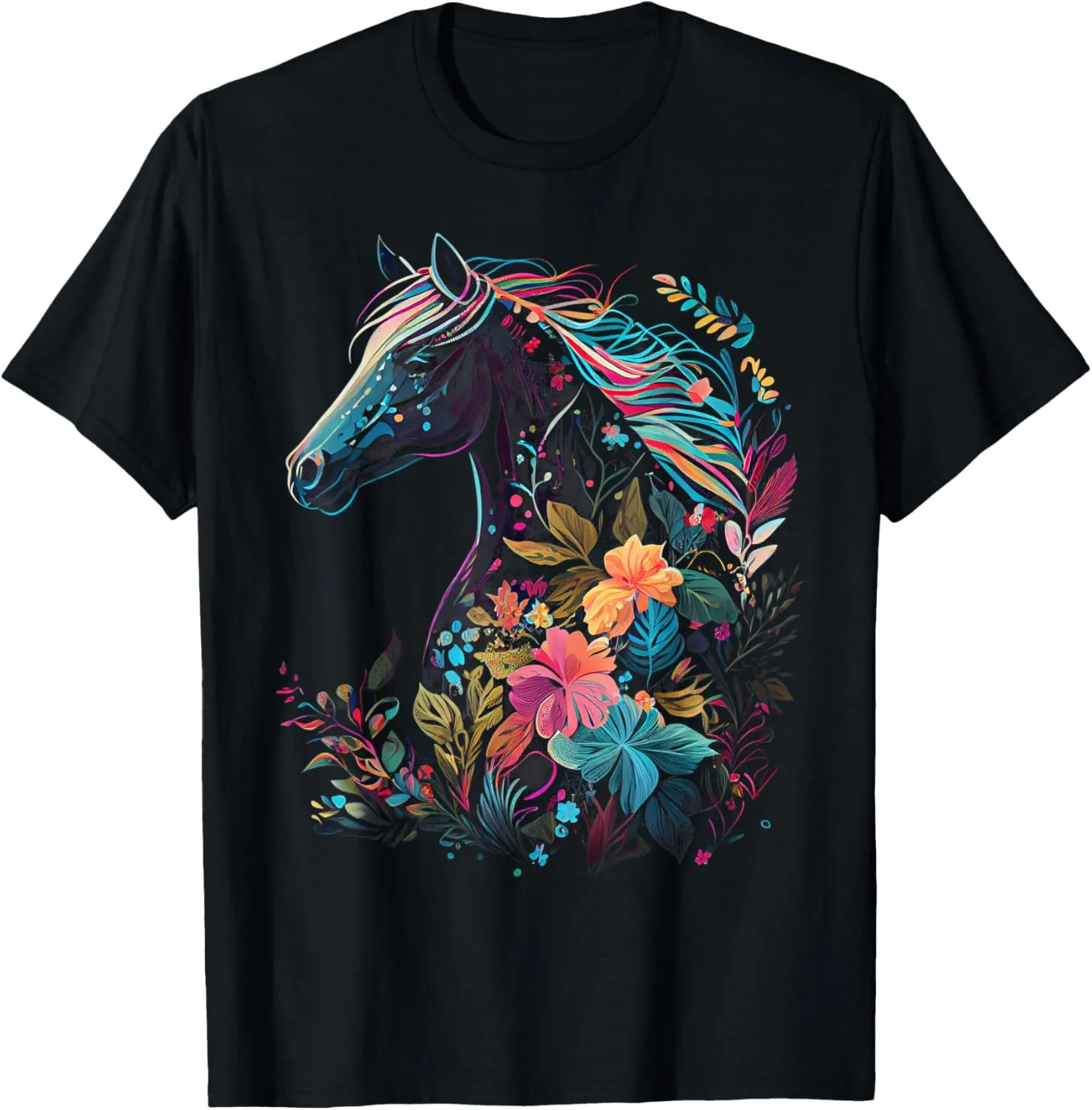Floral Horse Spring Nature Horse Lovers Graphic T-Shirt