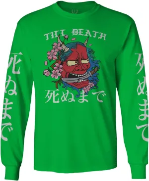 Front Demon Graphic Traditional Japanese Till Death Anime Aesthetics Long Sleeve Men's
