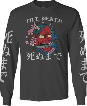 Front Demon Graphic Traditional Japanese Till Death Anime Aesthetics Long Sleeve Men's
