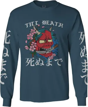 Front Demon Graphic Traditional Japanese Till Death Anime Aesthetics Long Sleeve Men's