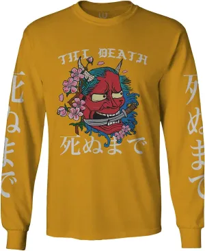 Front Demon Graphic Traditional Japanese Till Death Anime Aesthetics Long Sleeve Men's