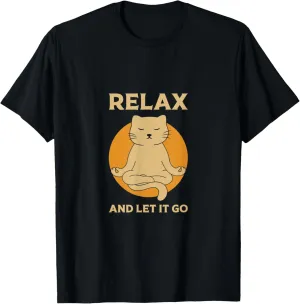 Funny cat Graphic Yoga Zen meditation t-shirt T-Shirt
