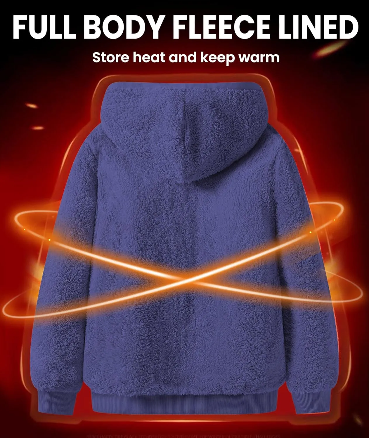 GEEK LIGHTING Hoodies for Men Heavyweight Fleece Sweatshirt - Full Zip Up Thick Sherpa Lined