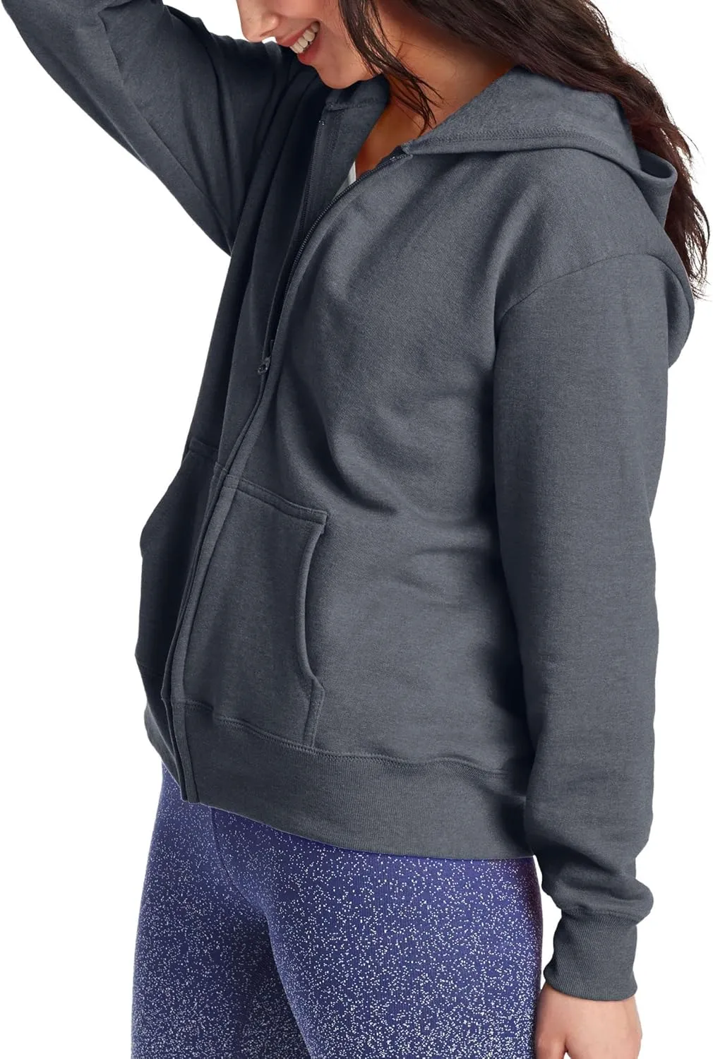Hanes Women's Hoodie, Ecosmart Fleece Full-zip Hoodie, Zip-up Hooded Sweatshirt
