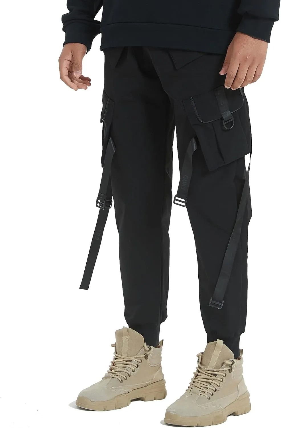 Hello MrLin Men's Jogger Pants Punk Cargo Baggy Techwear Hip Hop Harem Pants Streetwear Tactical Track Pants