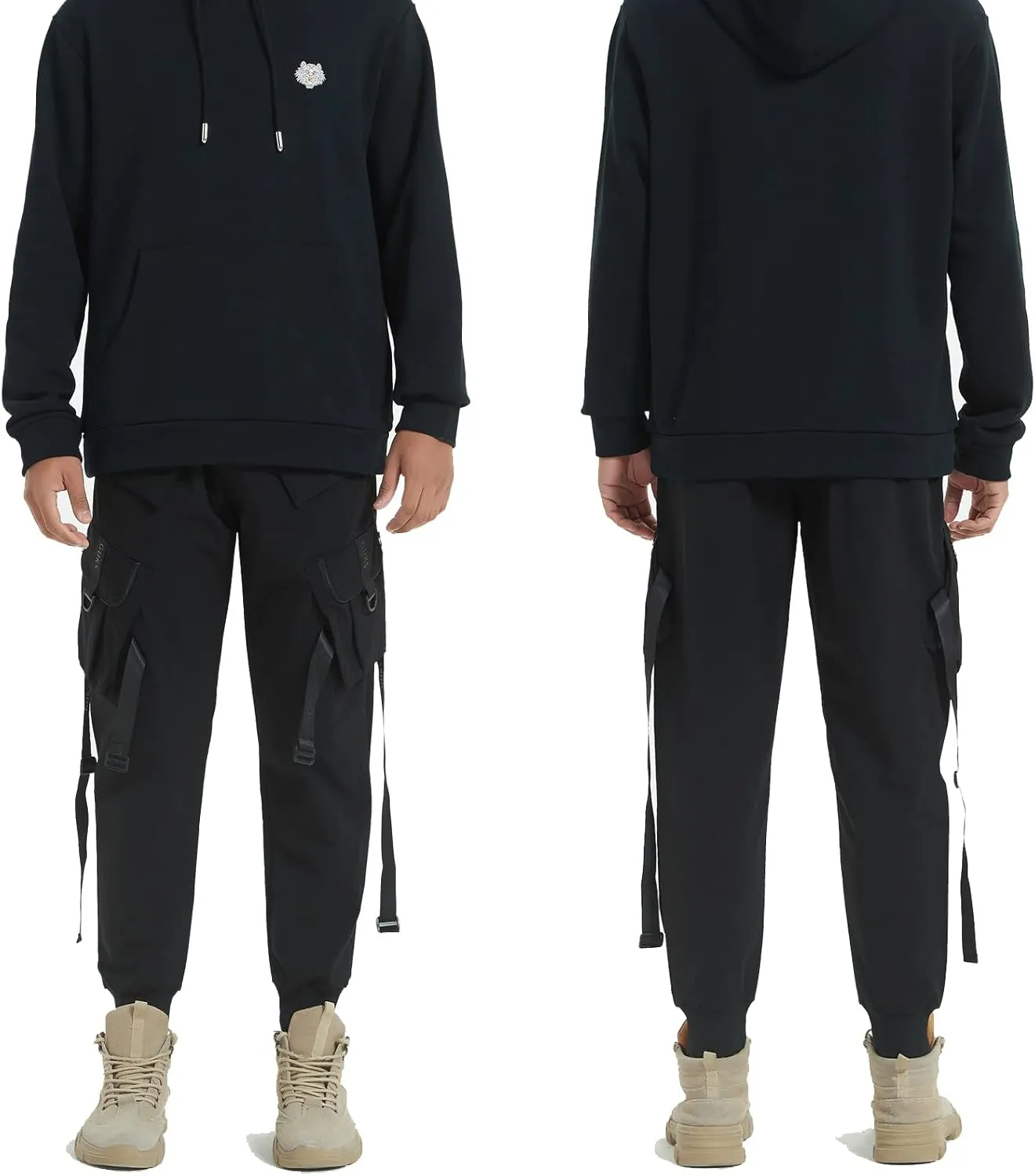 Hello MrLin Men's Jogger Pants Punk Cargo Baggy Techwear Hip Hop Harem Pants Streetwear Tactical Track Pants