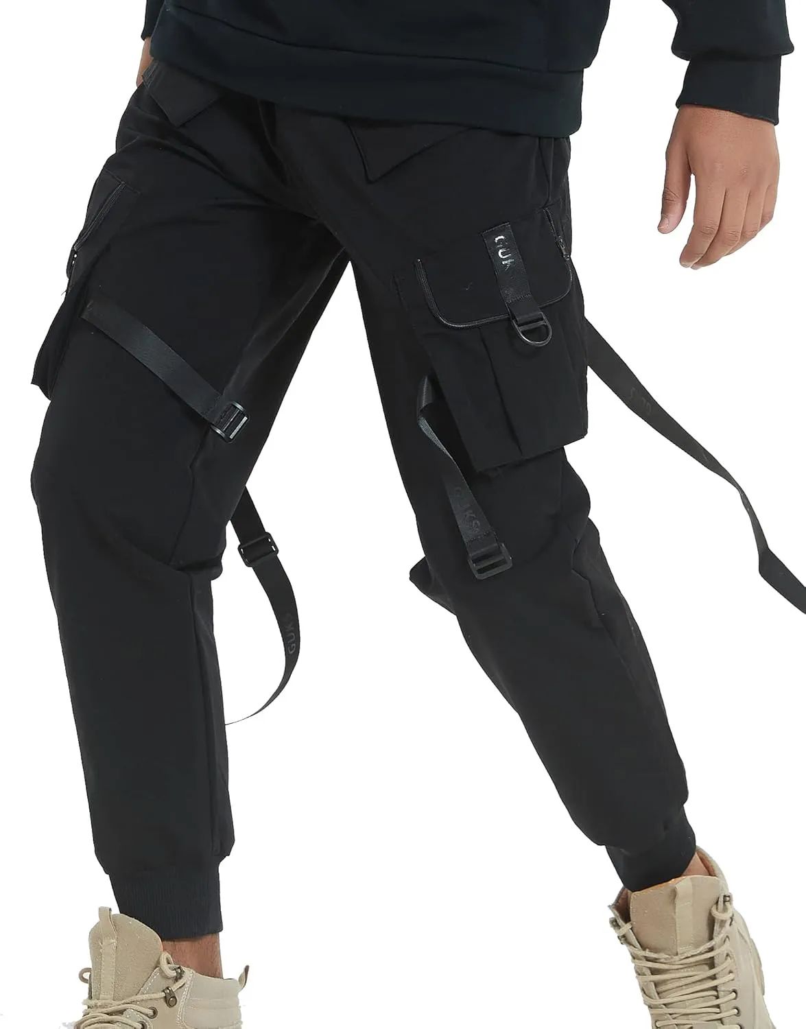 Hello MrLin Men's Jogger Pants Punk Cargo Baggy Techwear Hip Hop Harem Pants Streetwear Tactical Track Pants