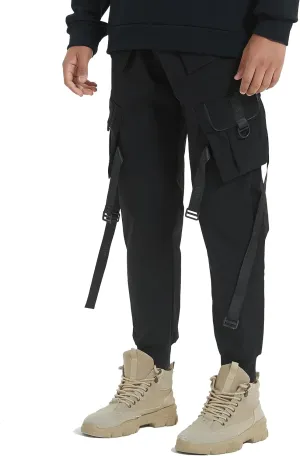 Hello MrLin Men's Jogger Pants Punk Cargo Baggy Techwear Hip Hop Harem Pants Streetwear Tactical Track Pants