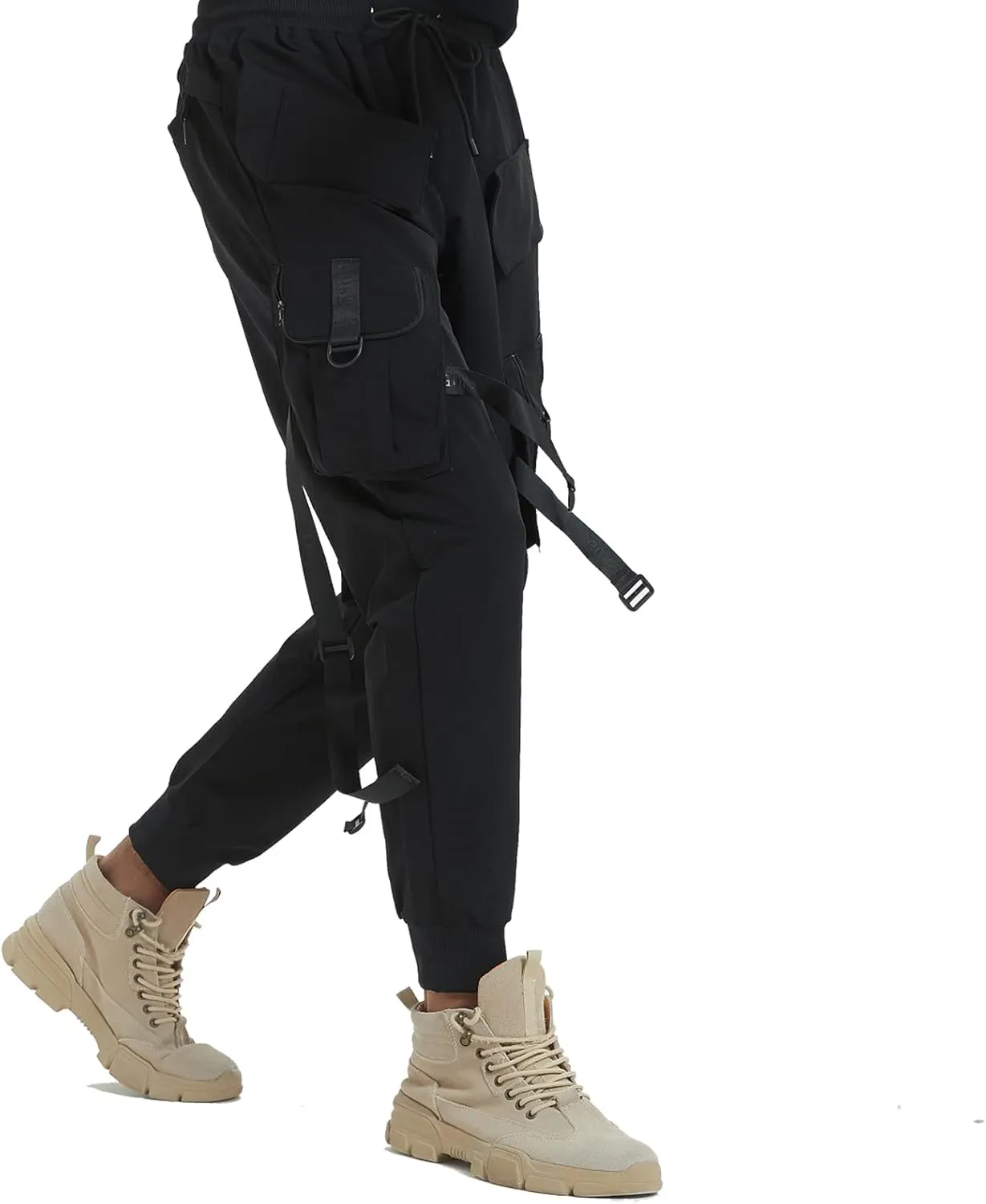 Hello MrLin Men's Jogger Pants Punk Cargo Baggy Techwear Hip Hop Harem Pants Streetwear Tactical Track Pants