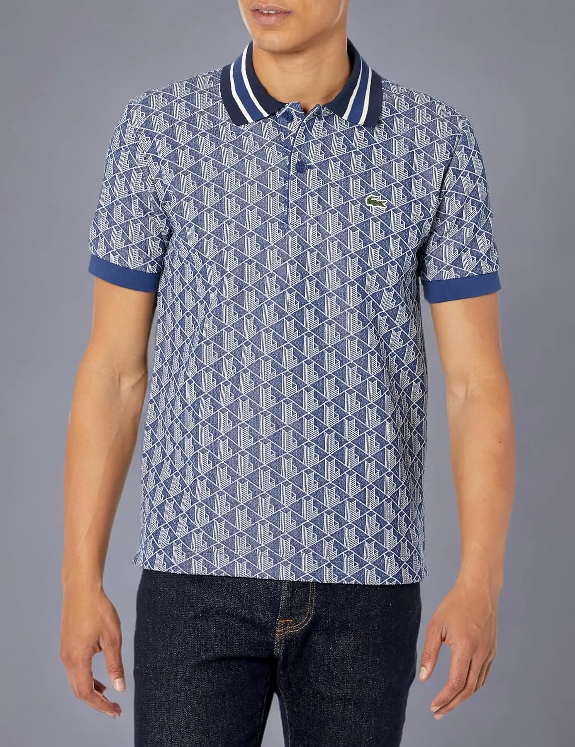 Lacoste Men's Classic Fit Contrast Collar Monogram Polo
