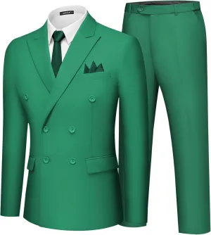 MAGE MALE Men's 2 Piece Suit Elegant Solid Double Breasted Slim Fit Tuxedo Suit with Blazer and Pants