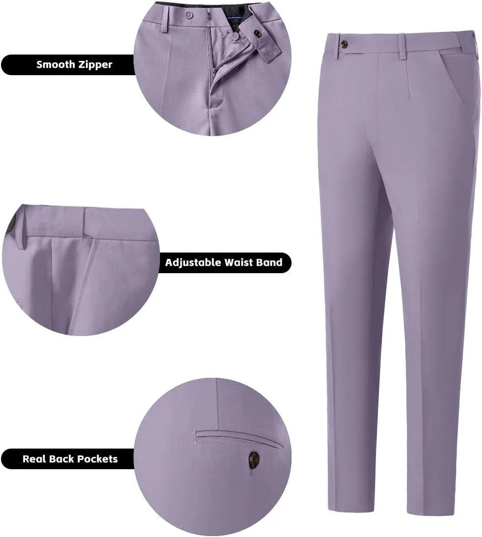 Mens 3 Piece Slim Fit Suit Set, Double Breasted Blazer Vest Pants Business Tuxedo Dress