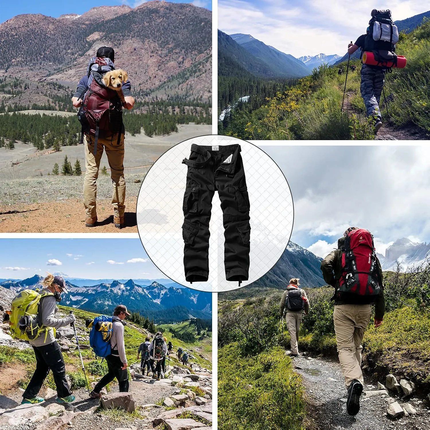 Men's Cargo Pants, Casual Outdoor Camo Pants, Relaxed Fit Work Pants with Multi Pockets