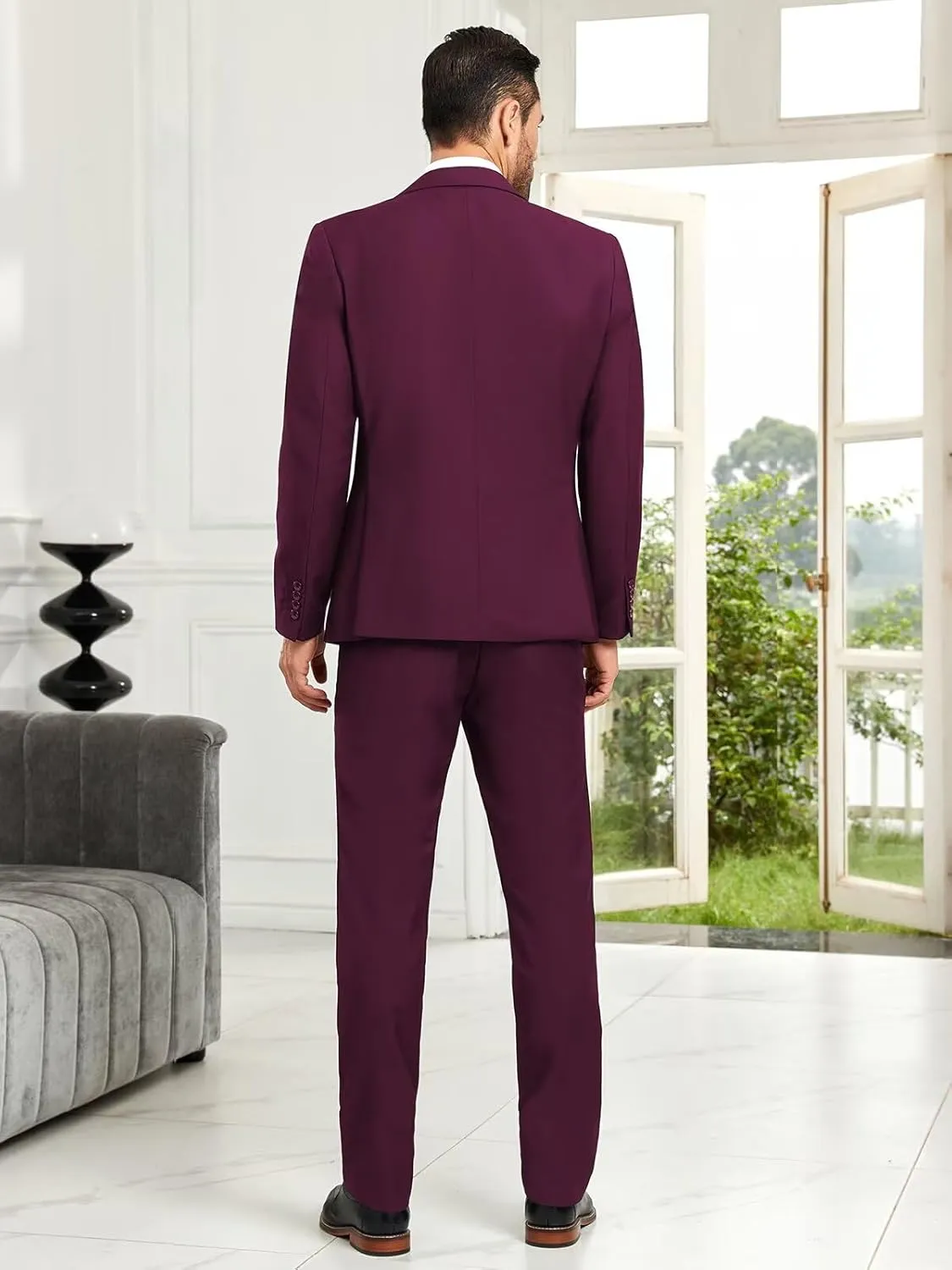 Mens Suit Slim Fit 3 Piece Double Breasted Suit Men Formal Tuxedo Set Casual Wedding Prom Groom Suits