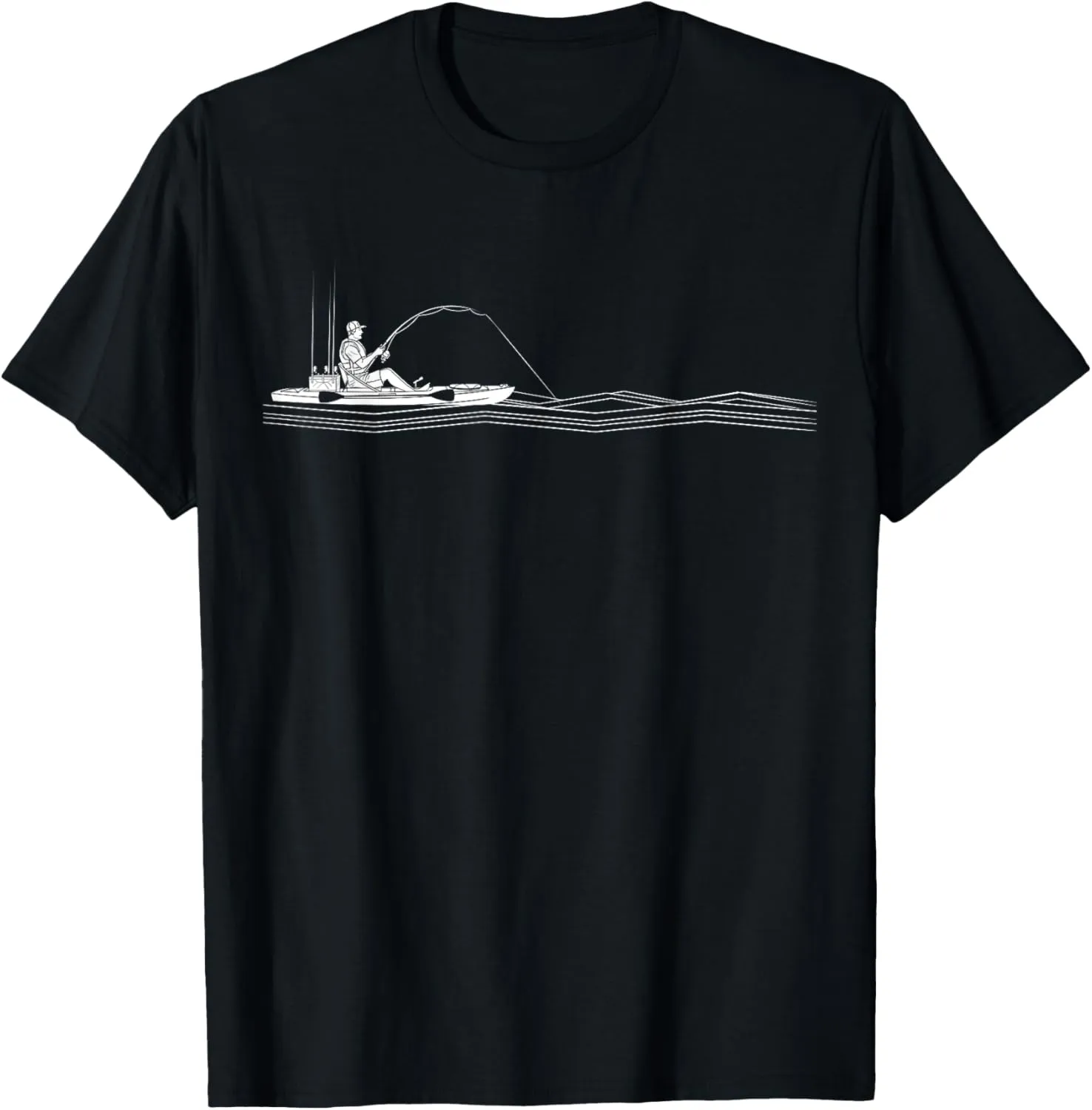 Minimalist Kayak Fishing Graphic T-Shirt