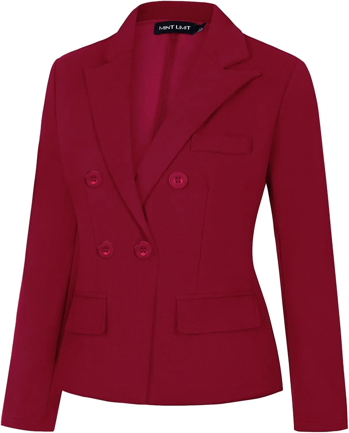 MINTLIMIT Blazers for Women Business Casual Long Sleeve Cropped Blazer Peak Lapel Double Breasted Suit Jacket with Pockets