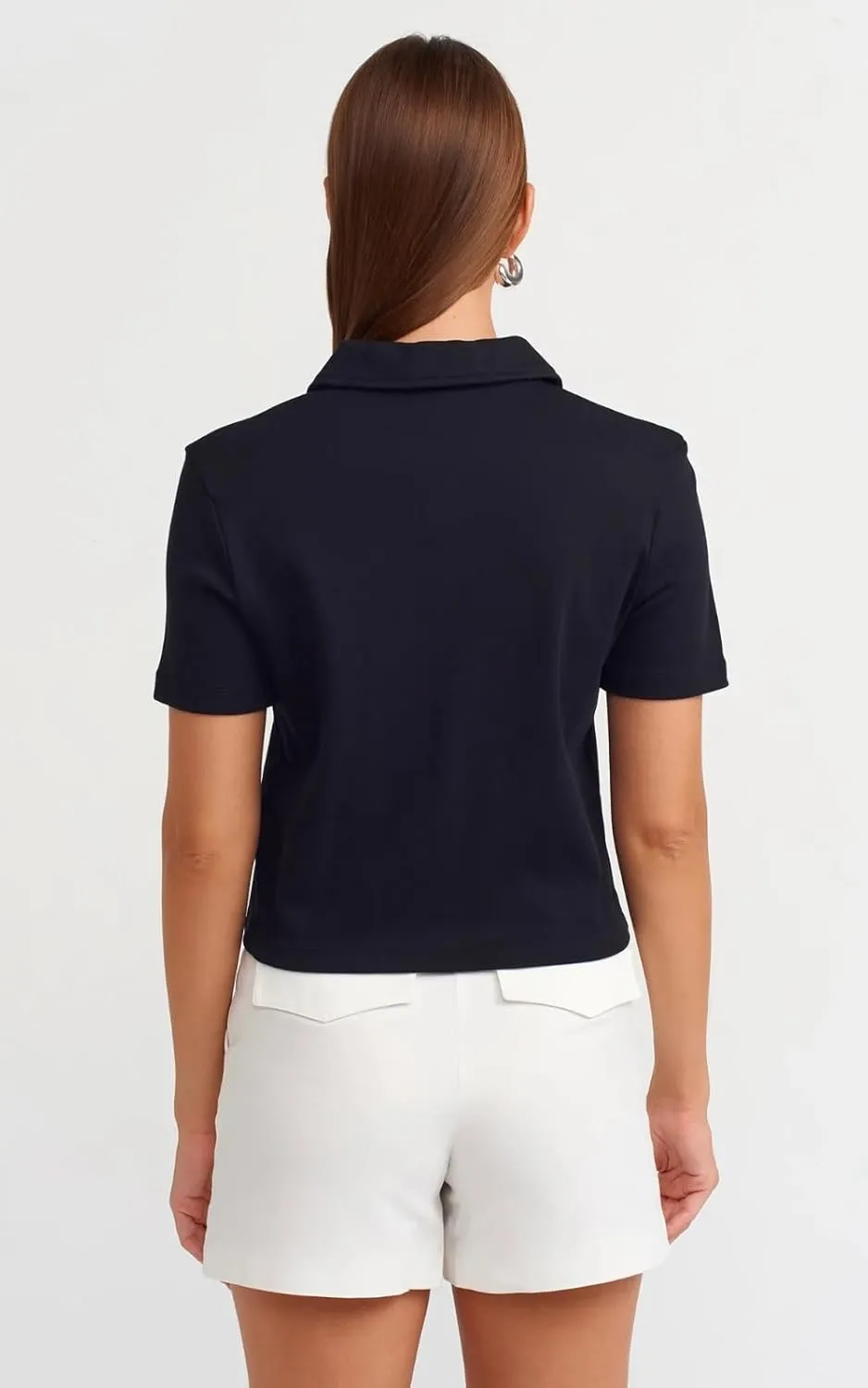 PIRAL Women's Cherry Embroidered Polo Shirt  100% Cotton, Classic Button-Up Design with Playful Chest Detail