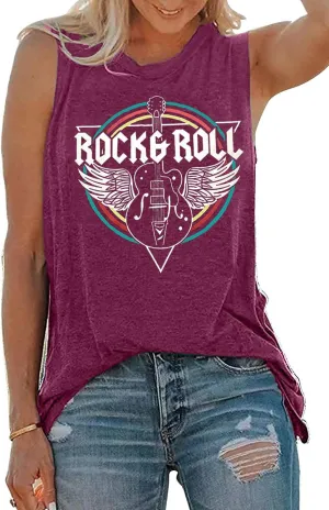 Rock & Roll Tank Top for Women Vintage Country Music Shirts Rock Concert Band Tees Summer Sleeveless Graphic Tops