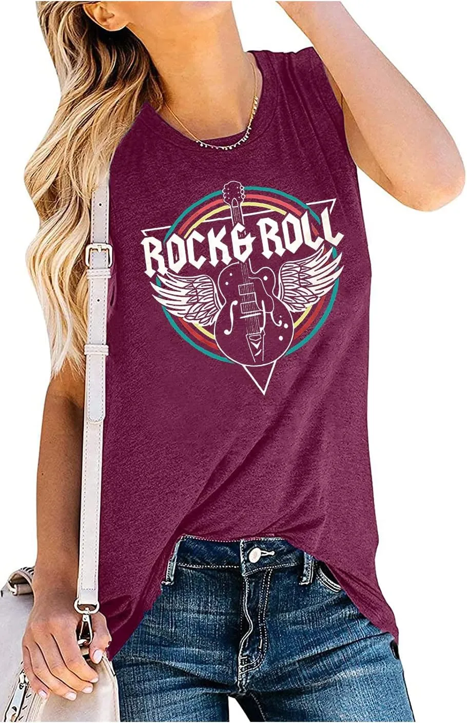 Rock & Roll Tank Top for Women Vintage Country Music Shirts Rock Concert Band Tees Summer Sleeveless Graphic Tops