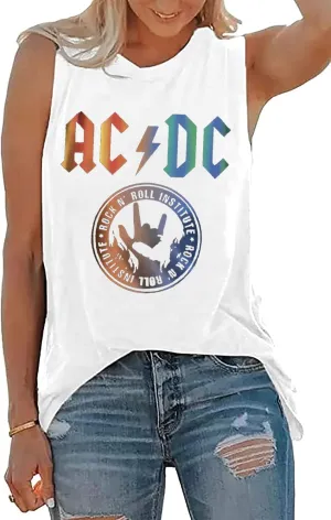 Rock N' Roll Institute Tank Top for Women Retro Country Music Shirt Rock Concert Band Tees Cool Graphic Sleeveless Top