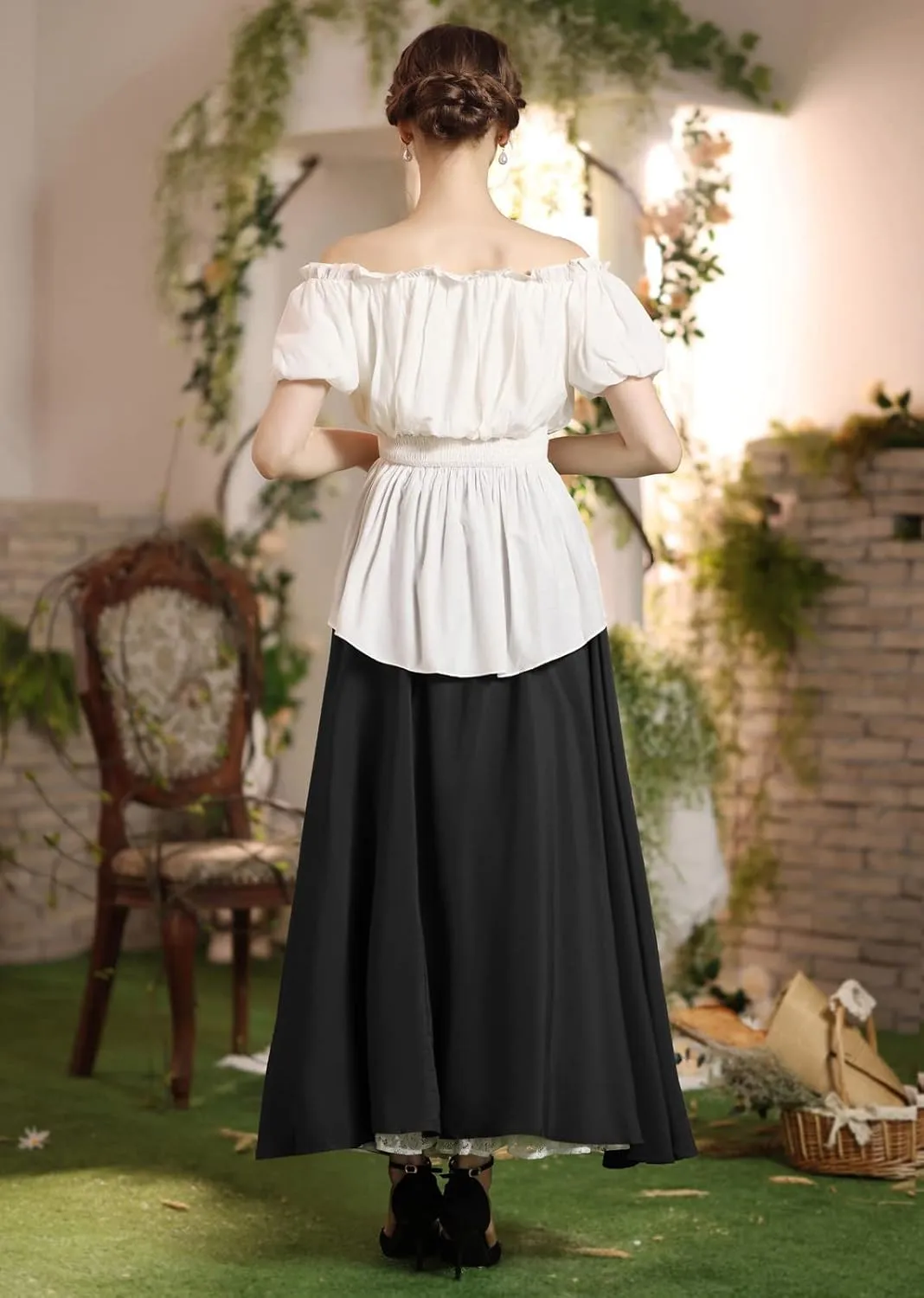 Scarlet Darkness Maxi Long Skirt for Women Double Layered Renaissance Skirts
