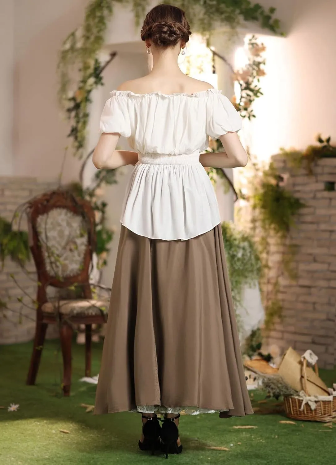 Scarlet Darkness Maxi Long Skirt for Women Double Layered Renaissance Skirts