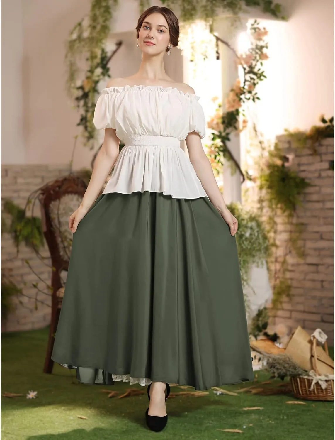 Scarlet Darkness Maxi Long Skirt for Women Double Layered Renaissance Skirts