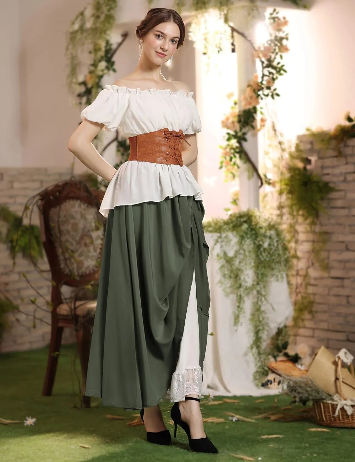 Scarlet Darkness Maxi Long Skirt for Women Double Layered Renaissance Skirts