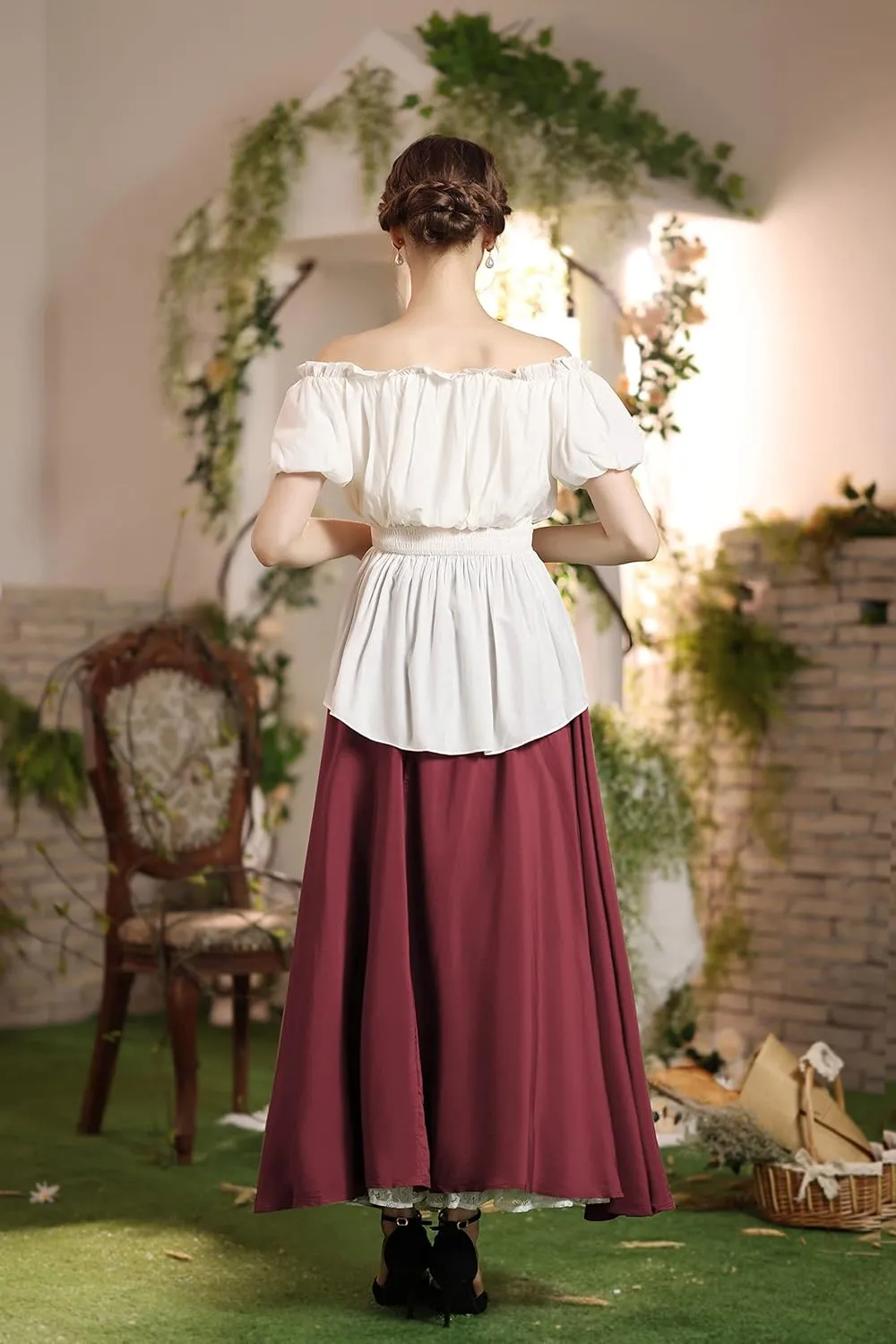 Scarlet Darkness Maxi Long Skirt for Women Double Layered Renaissance Skirts