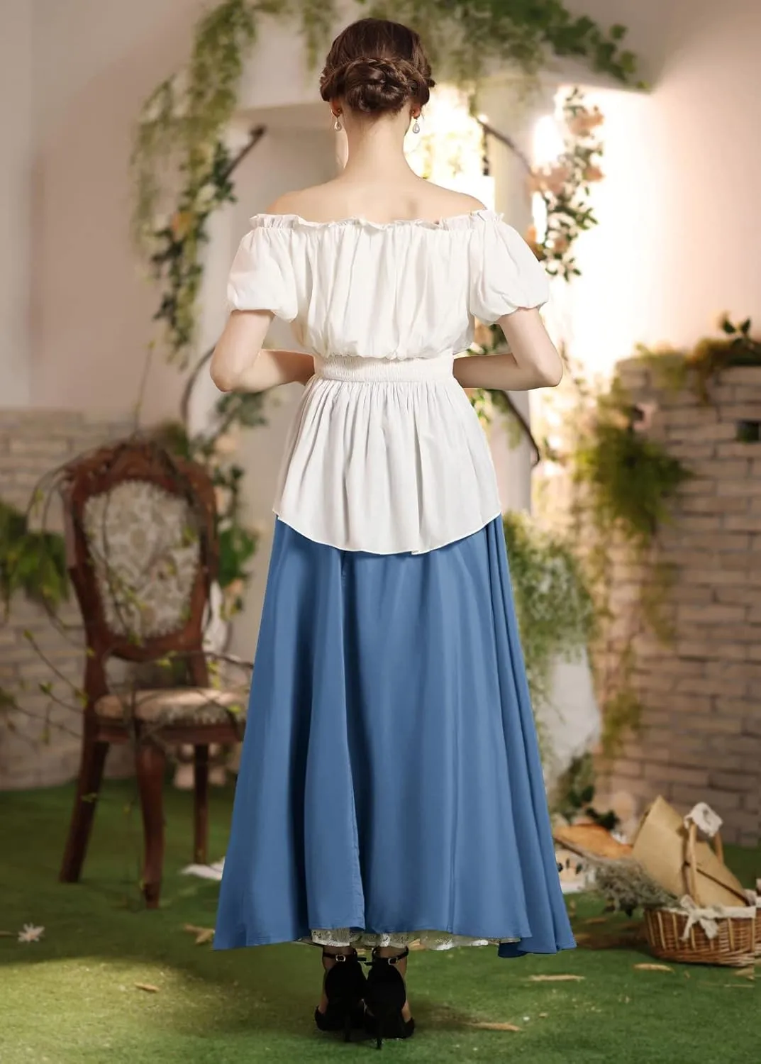 Scarlet Darkness Maxi Long Skirt for Women Double Layered Renaissance Skirts